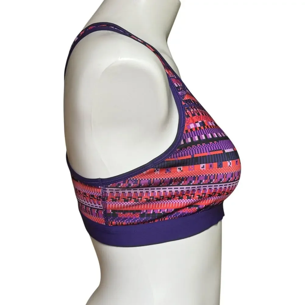 Nike Pro Racer Back Sports Bra 8-Bit Purple Red Black Medium